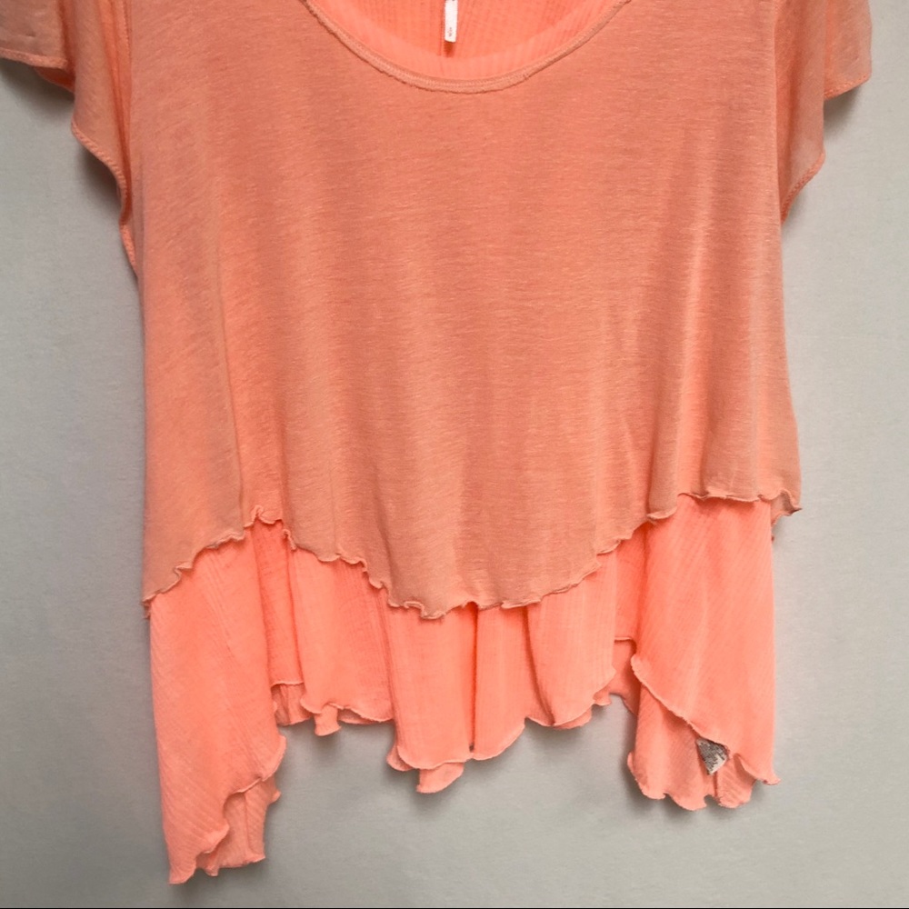 ❌SOLD❌ Free People Coral Layered Cookie Tee - Picture 4 of 7